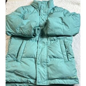 lands' end kids down jacket XS 4-5 mint‎ green pockets puffer quilted Outdoors